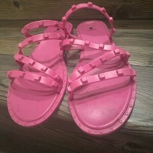 Shade & Shore Vibrant Pink Studded Sandals